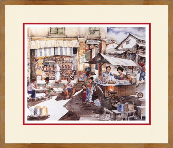 Wall Art by Ching Hing Kang: Norris Road. Hawkers in Early Singapore Watercolour Painting.